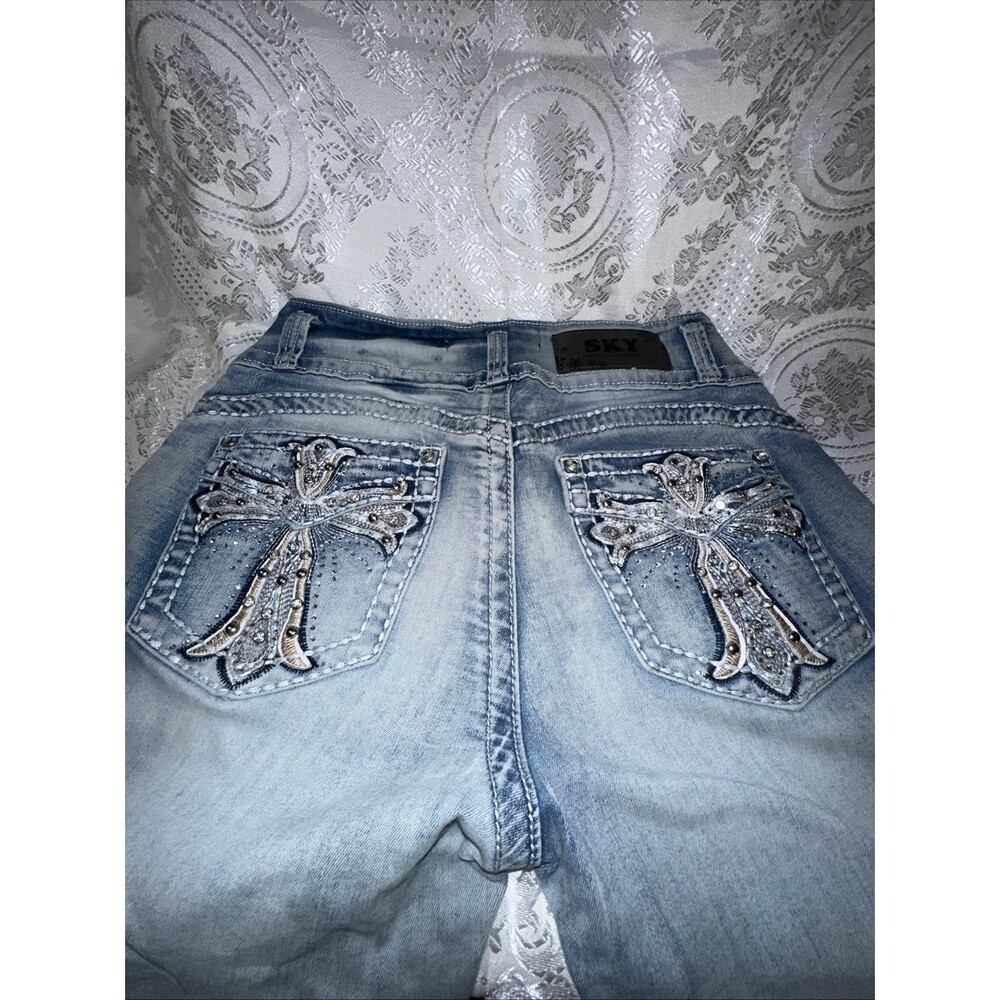 Sky Premium Collection Cross Embellished Boot Cut Jeans - 9/10